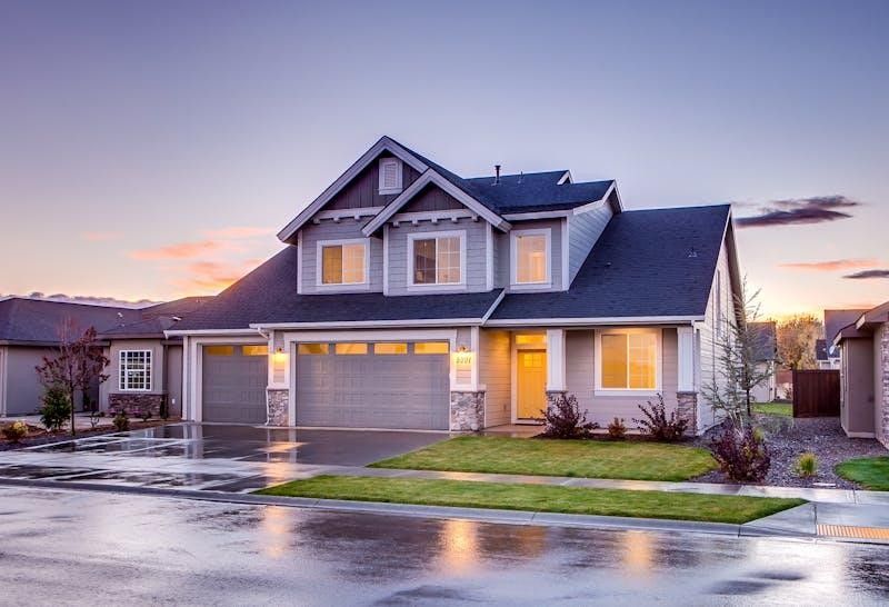 Independent family villa at dusk